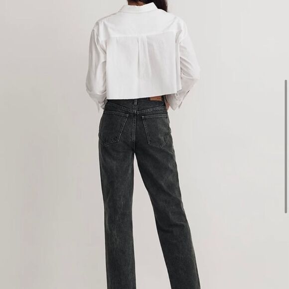 Madewell The Perfect Vintage Straight Jean Acid Wash Steel Green 32 NEW - Picture 4 of 13